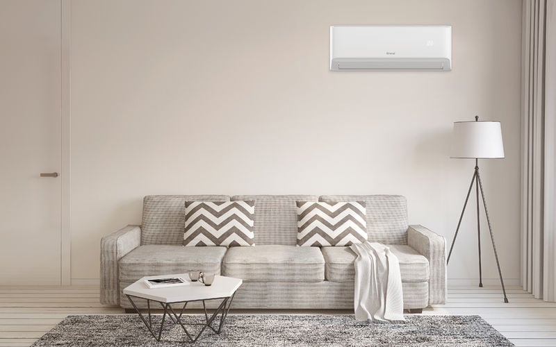 Rinnai P-Series split system in a family living room