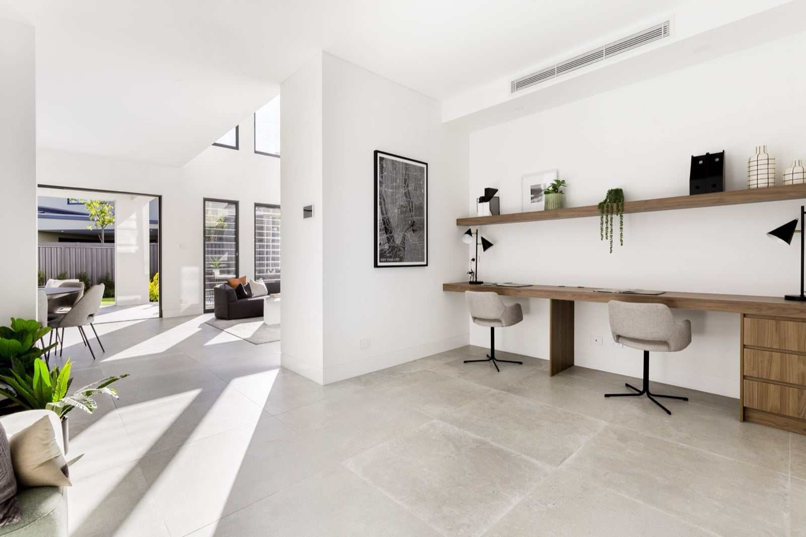 Open-plan living area with concealed ducted vents